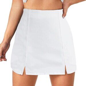 Floerns Women's Casual Split Hem High Waist Denim Skorts Skirt Shorts